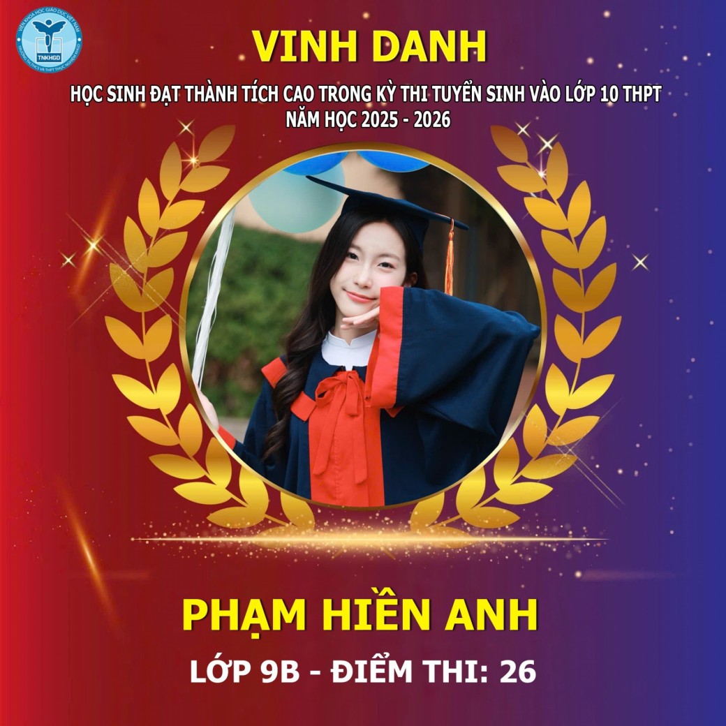 Em Phạm Hiền Anh - Lớp 9B